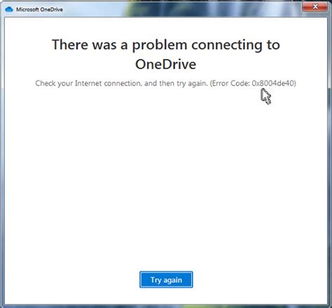 Unable to Sign in to Microsoft OneDrive .